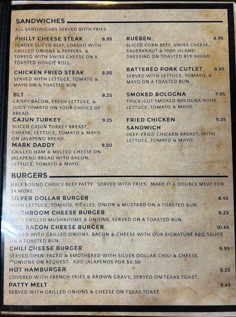 Silver Dollar Cafe Menu image 1